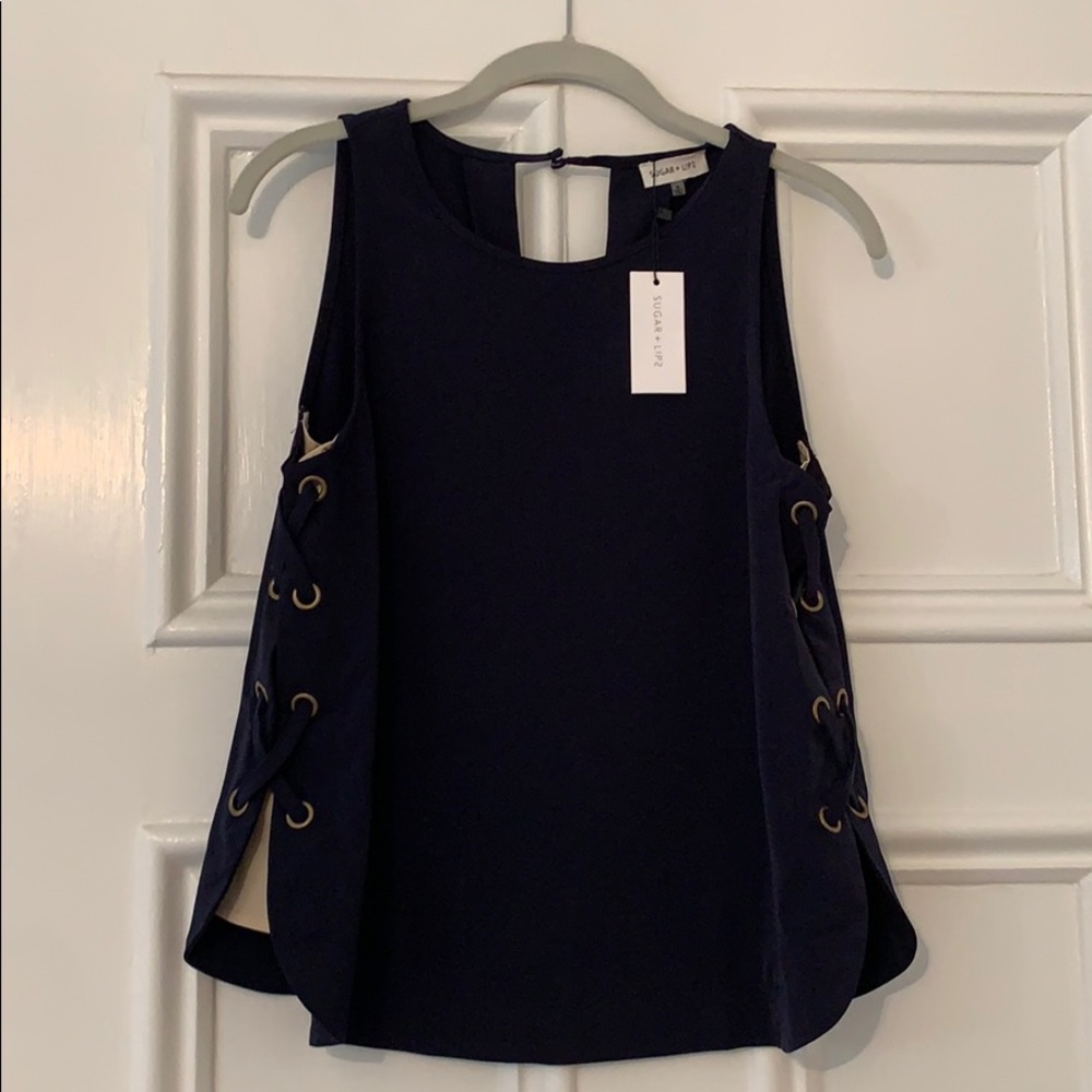 Navy Sugar  + L!ps blouse. BRAND NEW. NEVER WORN